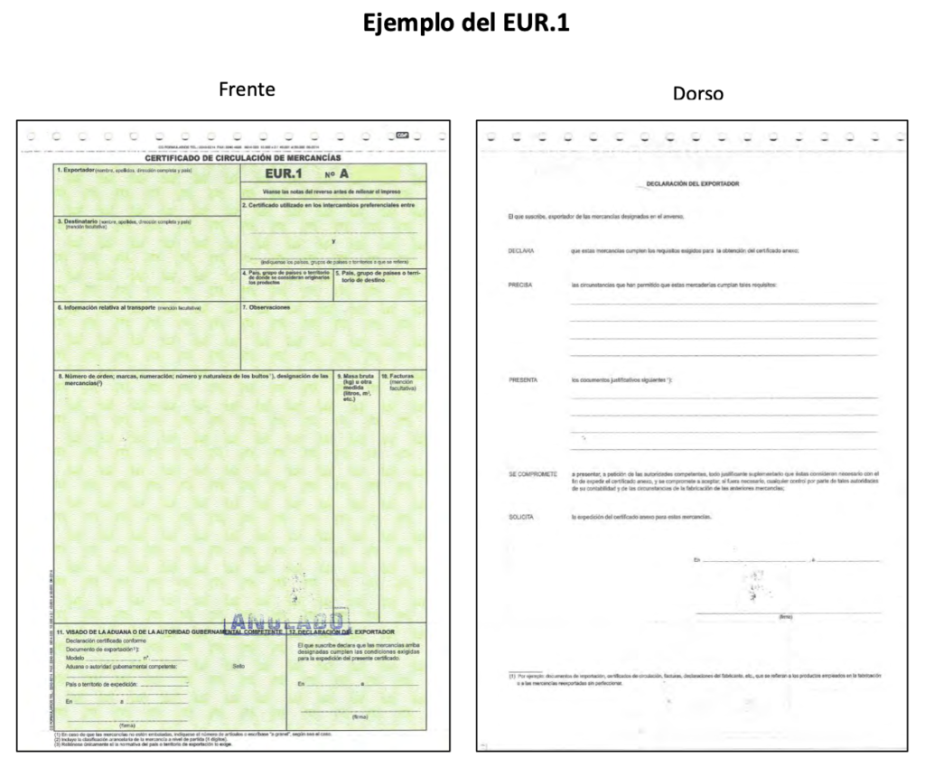 Ejemplo de EUR1 teuviajero.com